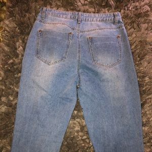 Distressed mom jeans
